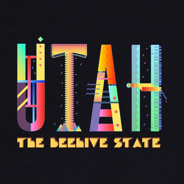 Utah, the Beehive State - fun, funky, colorful design by jdunster